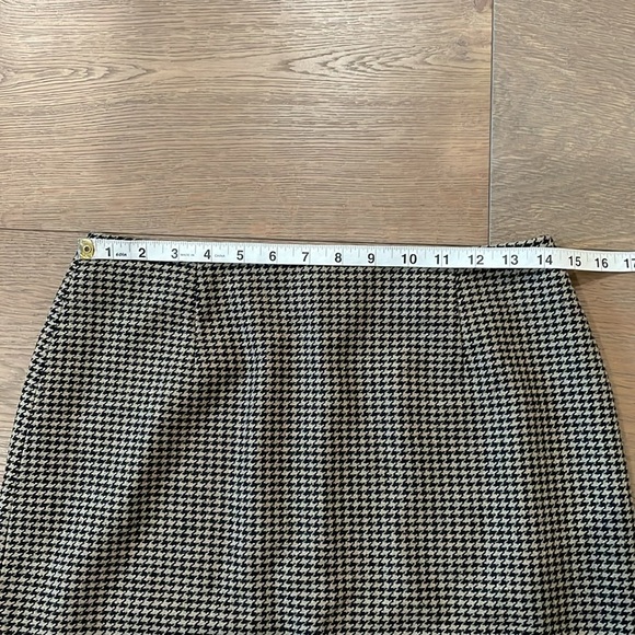 Ann Taylor Brown/Black Houndstooth Pattern Wool Blend Pencil Skirt Size 4 - Picture 2 of 9